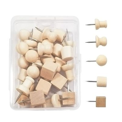 Mumuve 30-Pack Decorative Wooden Push Pins for Cork Boards and Walls