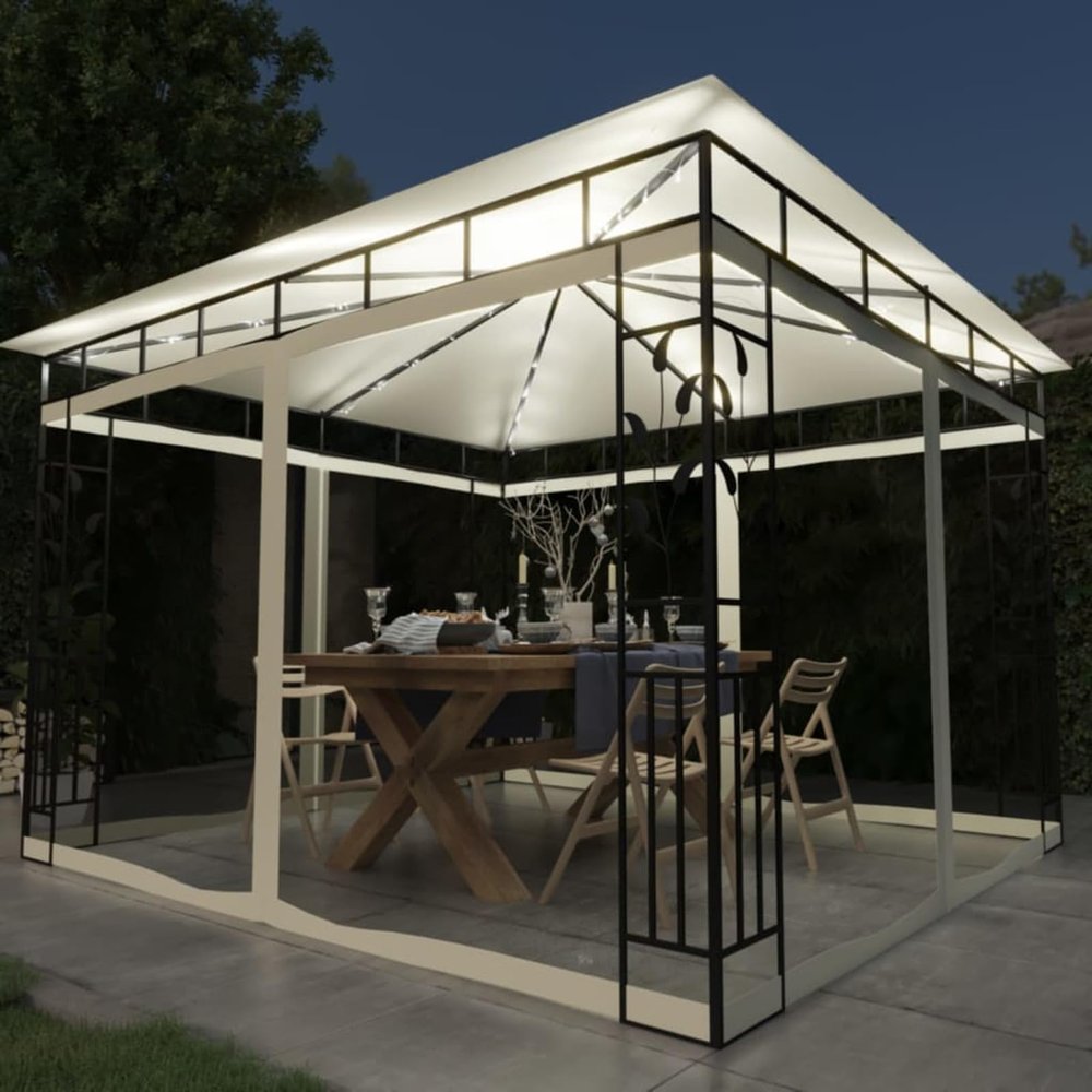 Xichuzi 3 x 3 x 2.73 m Garden Gazebo with Mosquito Net, Cream White
