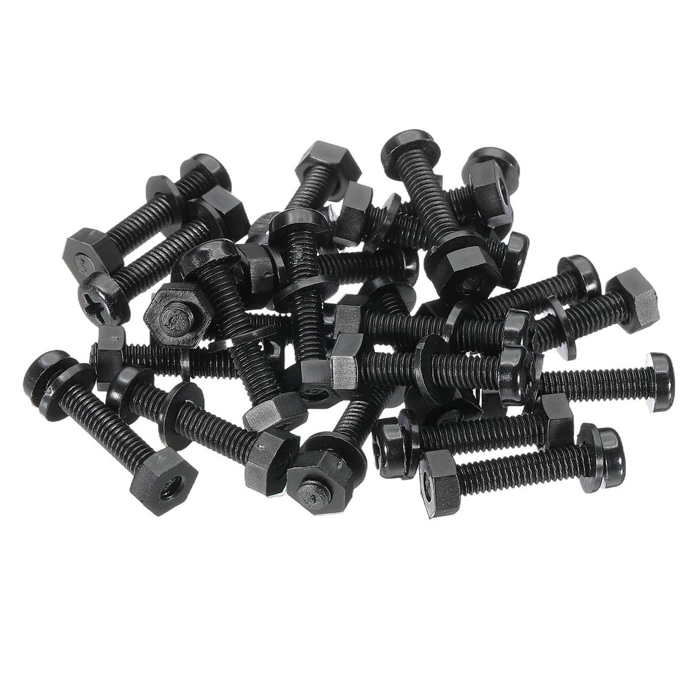 PATIKIL 24-Piece M4 x 20 mm Nylon Screw, Nut and Washer Set, Black