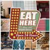 SUPERDANT Eat Here Metal Sign, Open 24 Hours, Retro Restaurant Decor, 27 x 27.2 cm view 4