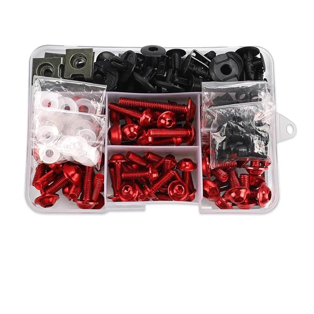 SNWDBH Motorcycle Fairing and Windshield Bolt Nut Kit for XJ550/XJ6/XJ600/XJ600NS/XJ600S/XJ650, Red