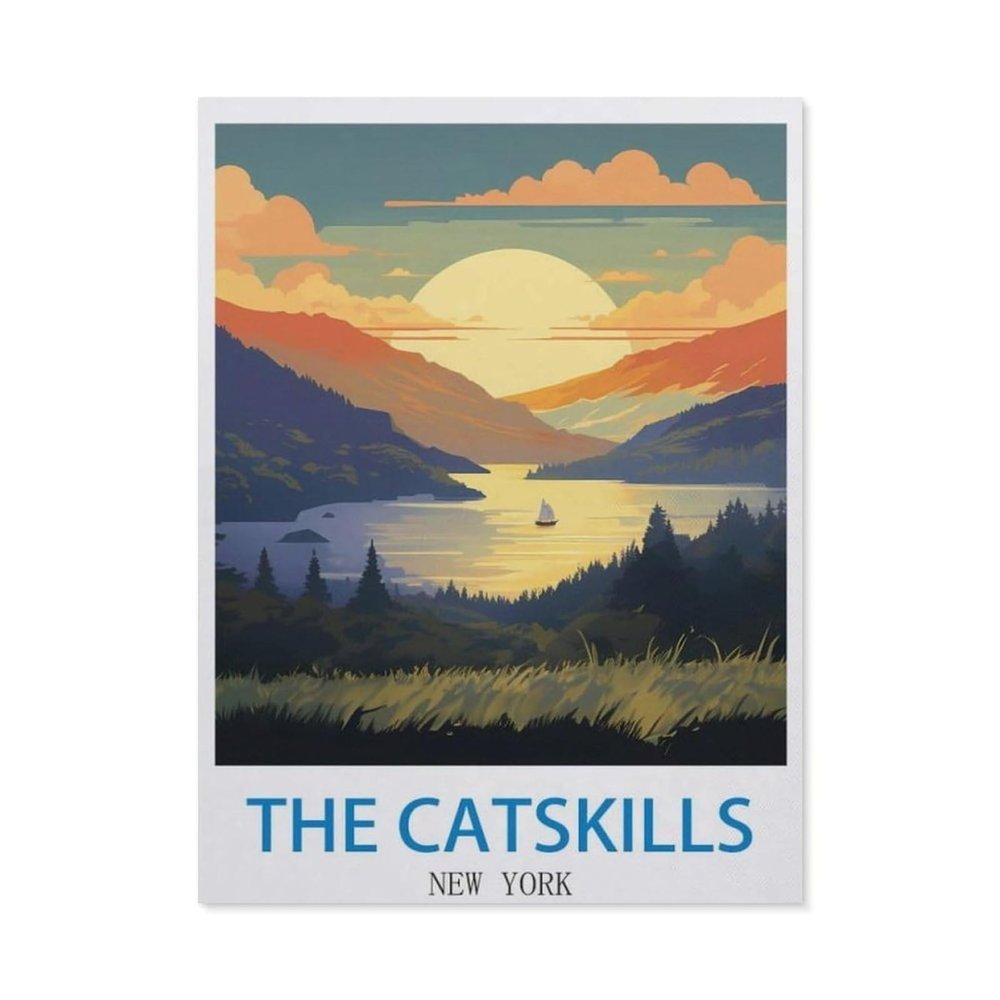 Adults' 1000-Piece DIY Paper Puzzle, The Catskills New York Vintage Travel Poster, 50 x 70 cm - AV32