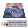 Dolphins Art Square Meditation Floor Cushion, Tufted Corduroy, 38.1 x 38.1 cm view 3