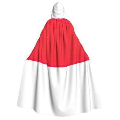 HJLUUFT Indonesian Flag Hooded Cloak for Halloween and Cosplay
