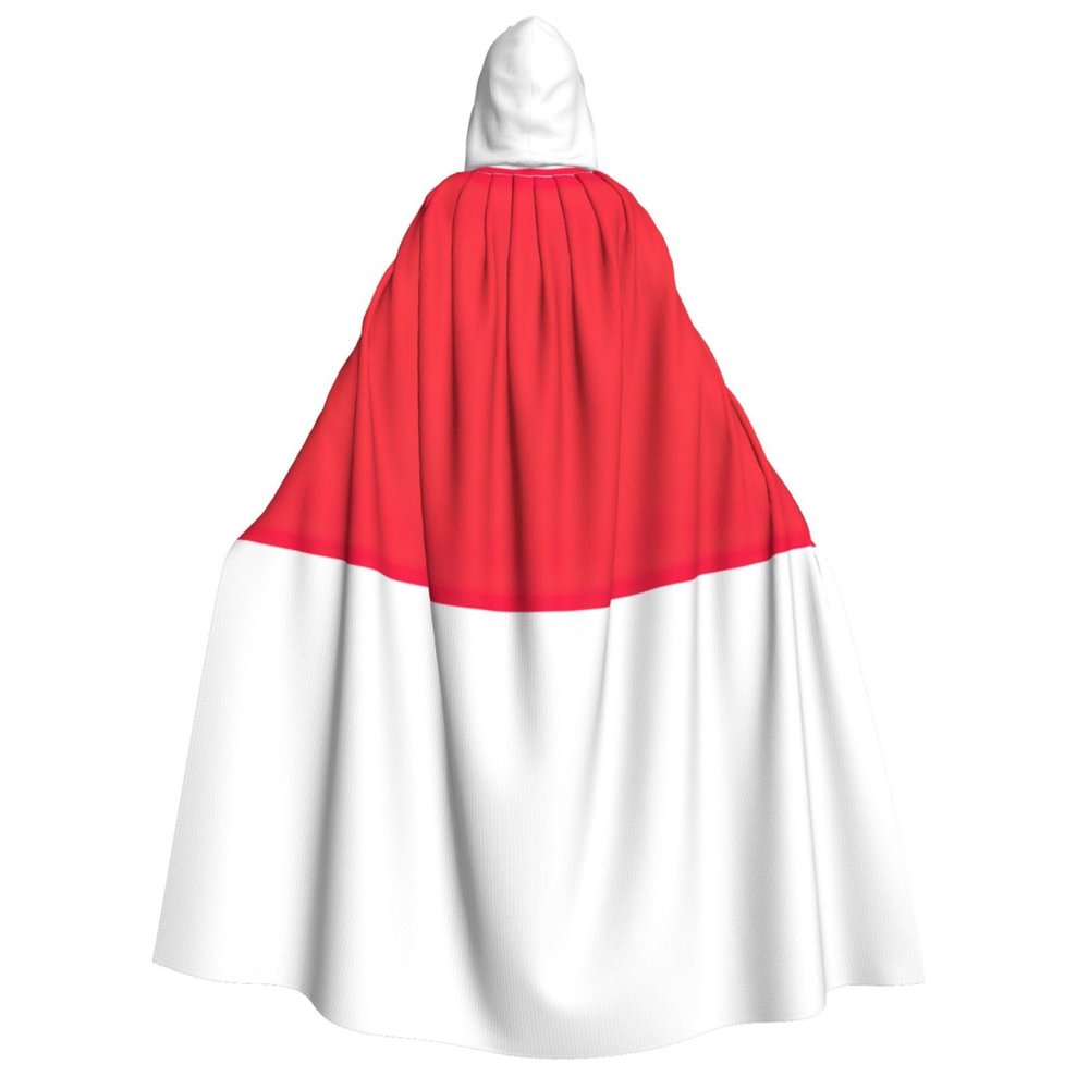 HJLUUFT Indonesian Flag Hooded Cloak for Halloween and Cosplay