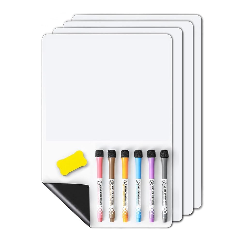 Orolotay 4-Pack Magnetic Whiteboards, Dry Erase, Stain-Resistant, 12 x 8 in
