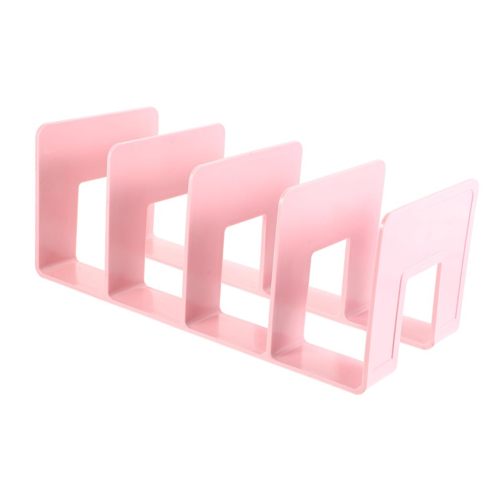 STOBOK Multipurpose Acrylic Bookend, 4-Compartment Space-Saving Desk Organizer