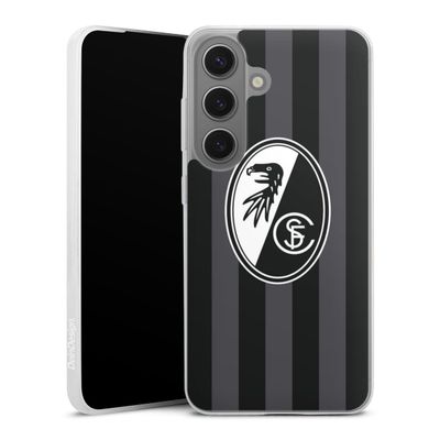 Slim Case for Samsung Galaxy S25, Transparent TPU Case, SC Freiburg Official Licensed Product, Stripes