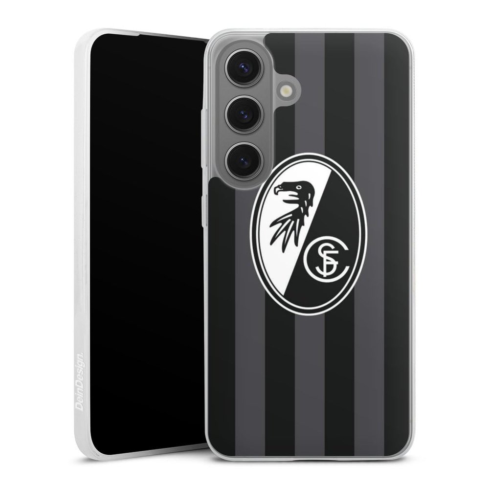 Slim Case for Samsung Galaxy S25, Transparent TPU Case, SC Freiburg Official Licensed Product, Stripes