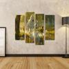 islandburner Canvas Wall Art, Horses Running Through a Sunny Forest Stream, for Living Room and Horse Lovers view 2
