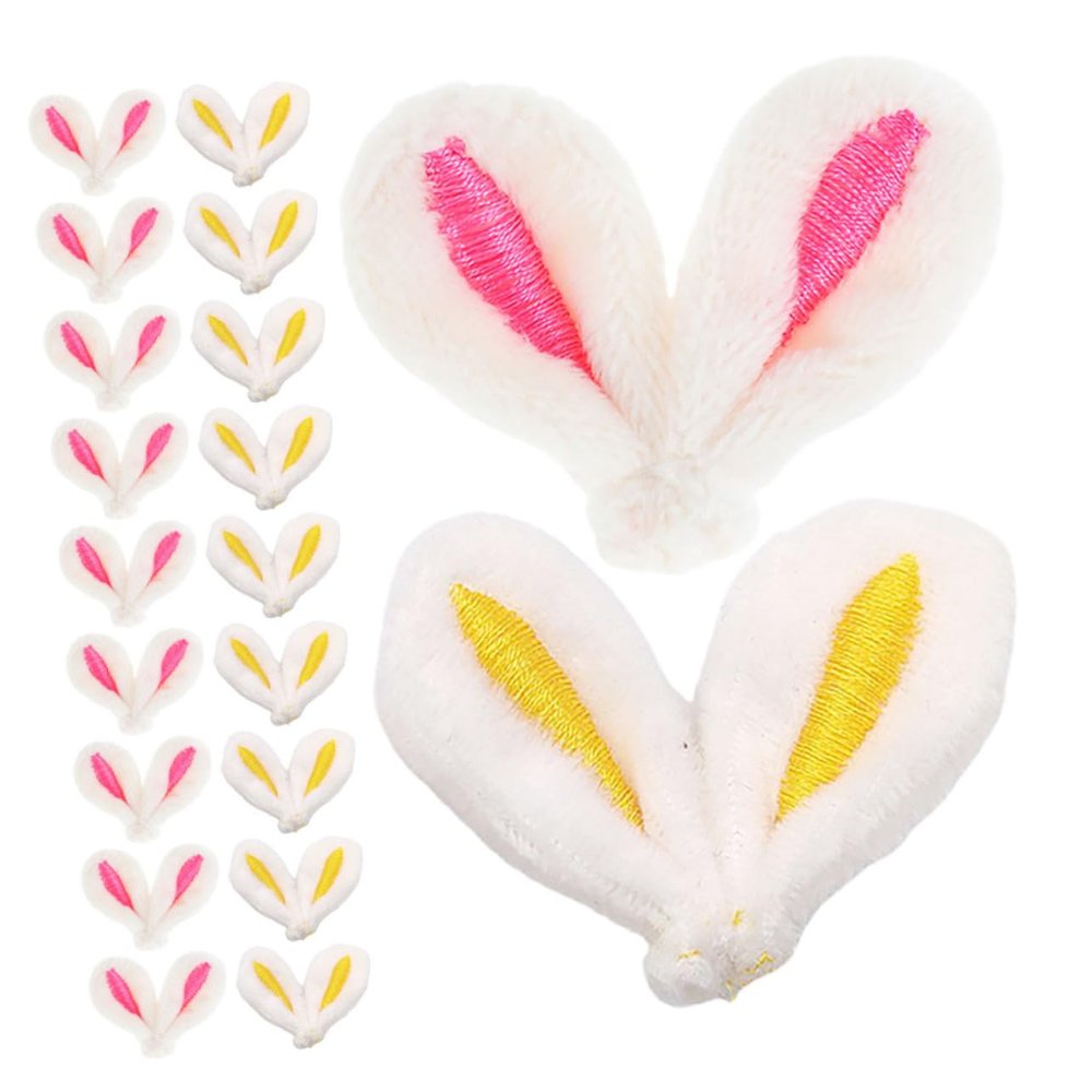 ibasenice 40-Piece Plush Bunny Ears DIY Hair Clip Set, Light Brown