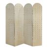 Pegboard Room Divider, W-Shaped Folding Screen with Storage Shelf, for Craft and Art Exhibitions and Retail Events (Wood Color, 180 x 40 cm, 4 Panels) view 1