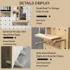 Pegboard Room Divider, W-Shaped Folding Screen with Storage Shelf, for Craft and Art Exhibitions and Retail Events (Wood Color, 180 x 40 cm, 4 Panels) view 3