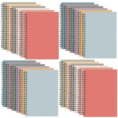 Fuutreo 24-Pack A5 Spiral Notebooks, College Ruled, Kraft Cover, 12 Vintage Colors, 60 Sheets/120 Pages