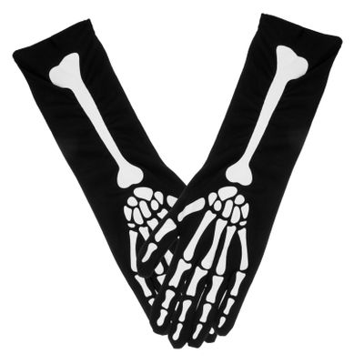 BESTYASH 37 cm Elastic Skeleton Gloves, Full-Finger Halloween Cosplay Accessories