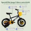 RULLY Dinosaur 16-Inch Boys' Bike for Ages 4–7, Black/Yellow, with Removable Training Wheels, Coaster and Hand Brakes, Basket view 2