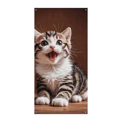 Happy Kitten Welcome Door Cover Banner