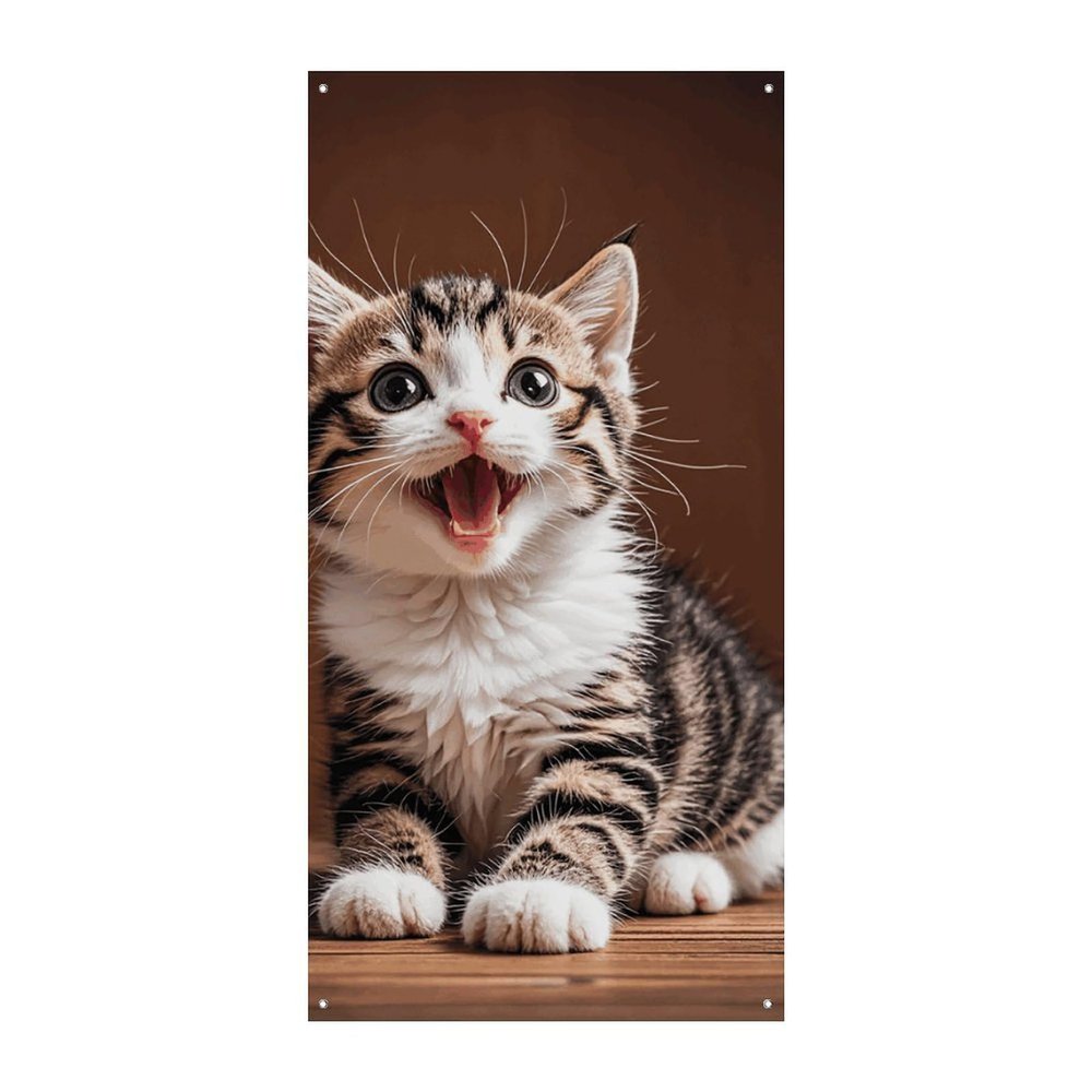 Happy Kitten Welcome Door Cover Banner