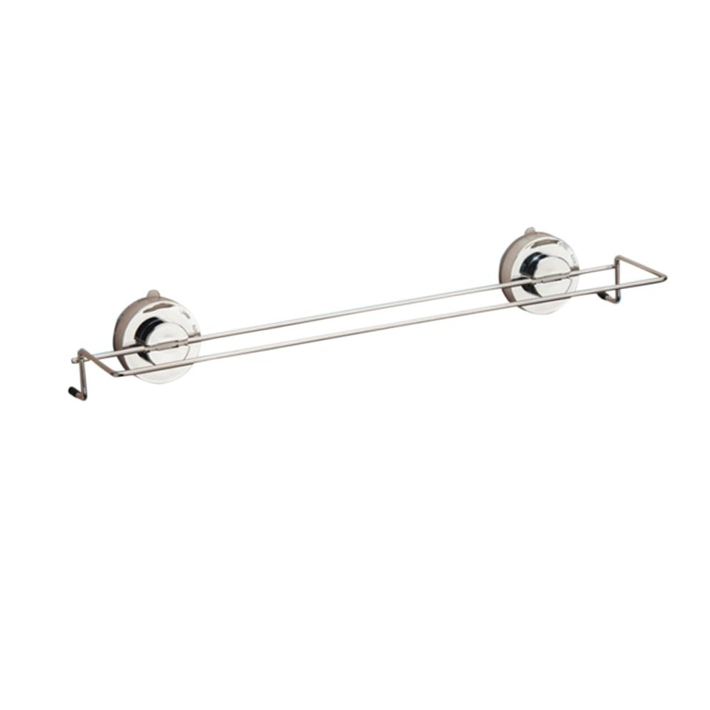 Stainless Steel Towel Holder with Suction Cup and Double Bar, Silver