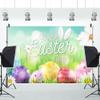 Happy Easter Decorations Photography Backdrop, Illustrated Easter Eggs, Bunny and Flowers, 150 x 220 cm Vinyl view 4