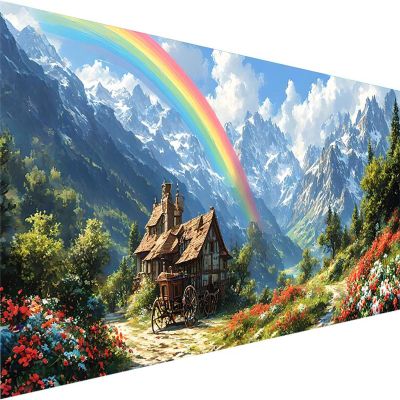 Paint by Numbers for Ages 5–7, Unframed Mountain Rainbow, 50 x 100 cm
