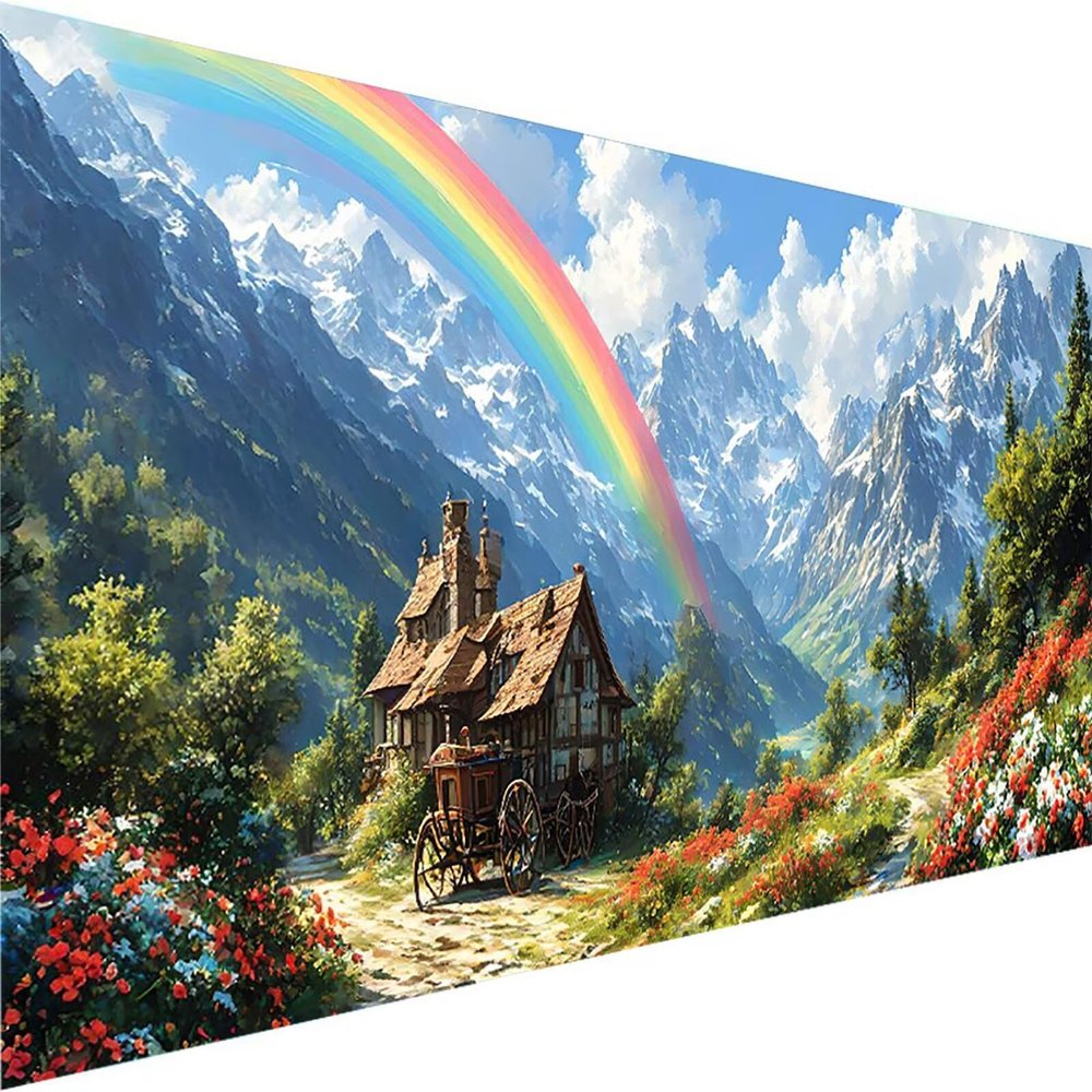Paint by Numbers for Ages 5–7, Unframed Mountain Rainbow, 50 x 100 cm