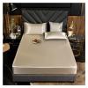MTKSFDC Satin Cold-Feel Ice Silk Bed Sheet Set with Pillowcase, Golden, 180 x 200 cm, 3 Pieces view 1