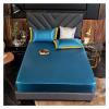 MTKSFDC Satin Cold-Feel Ice Silk Bed Sheet Set with Pillowcase, Golden, 180 x 200 cm, 3 Pieces view 2