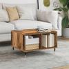 Makastle Modern Coffee Table with Storage Shelves, Old Wood Look, 60 x 50 x 36.5 cm view 2