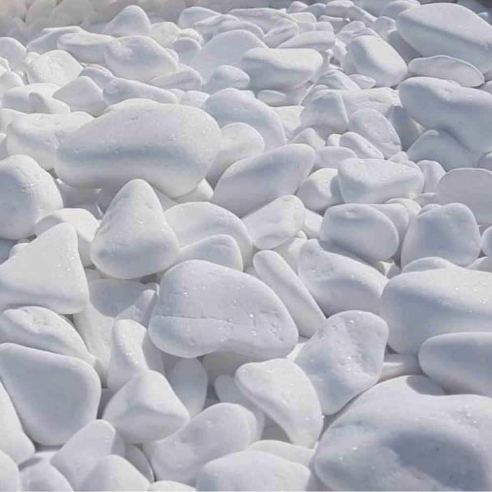 White Pebbles 2 kg, Snow-White Decorative Stones, 2–4 cm, Thassos