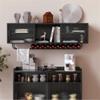 Wall-Mounted Organizer Bookshelf with Sliding Plastic Doors, Black view 3