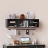 Wall-Mounted Organizer Bookshelf with Sliding Plastic Doors, Black view 4