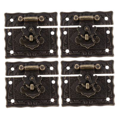 Retro Box Clasps, Zinc Alloy, 4 Pieces, Antique Style