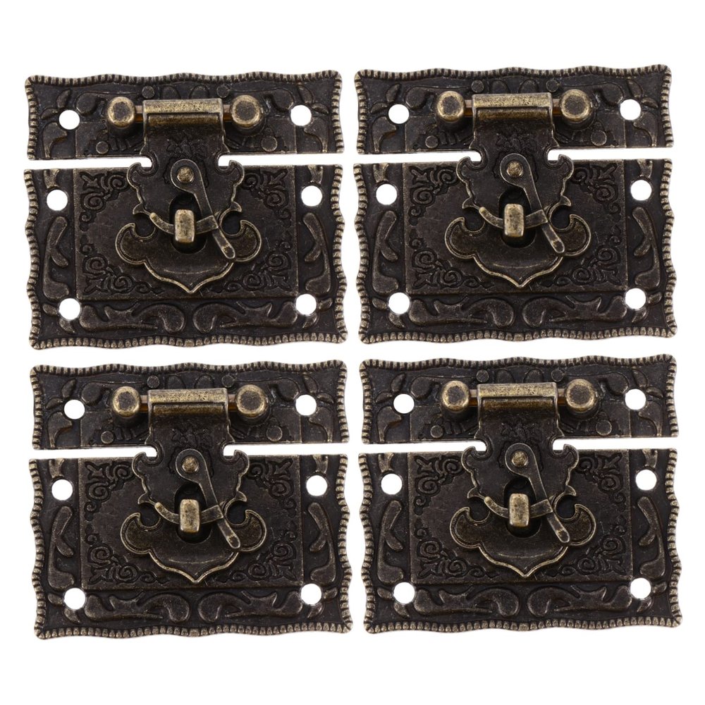 Retro Box Clasps, Zinc Alloy, 4 Pieces, Antique Style