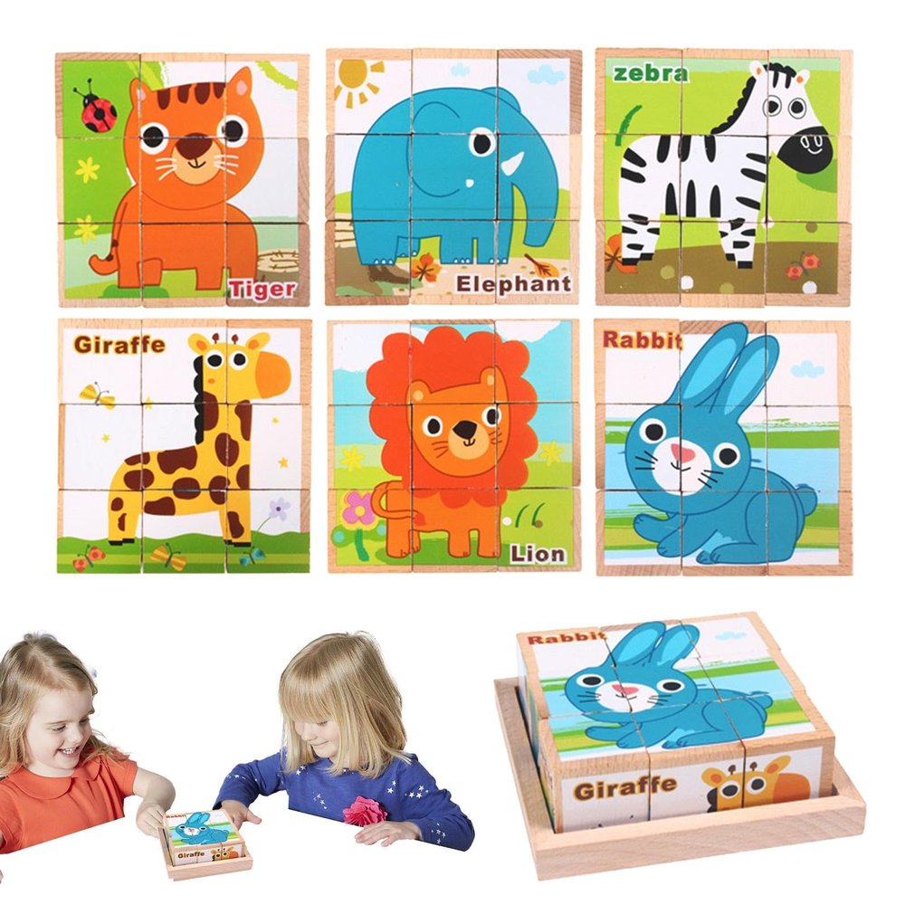 Wooden Cube Puzzle, Wood Block Puzzle, Jigsaw Cube Puzzle, Educational