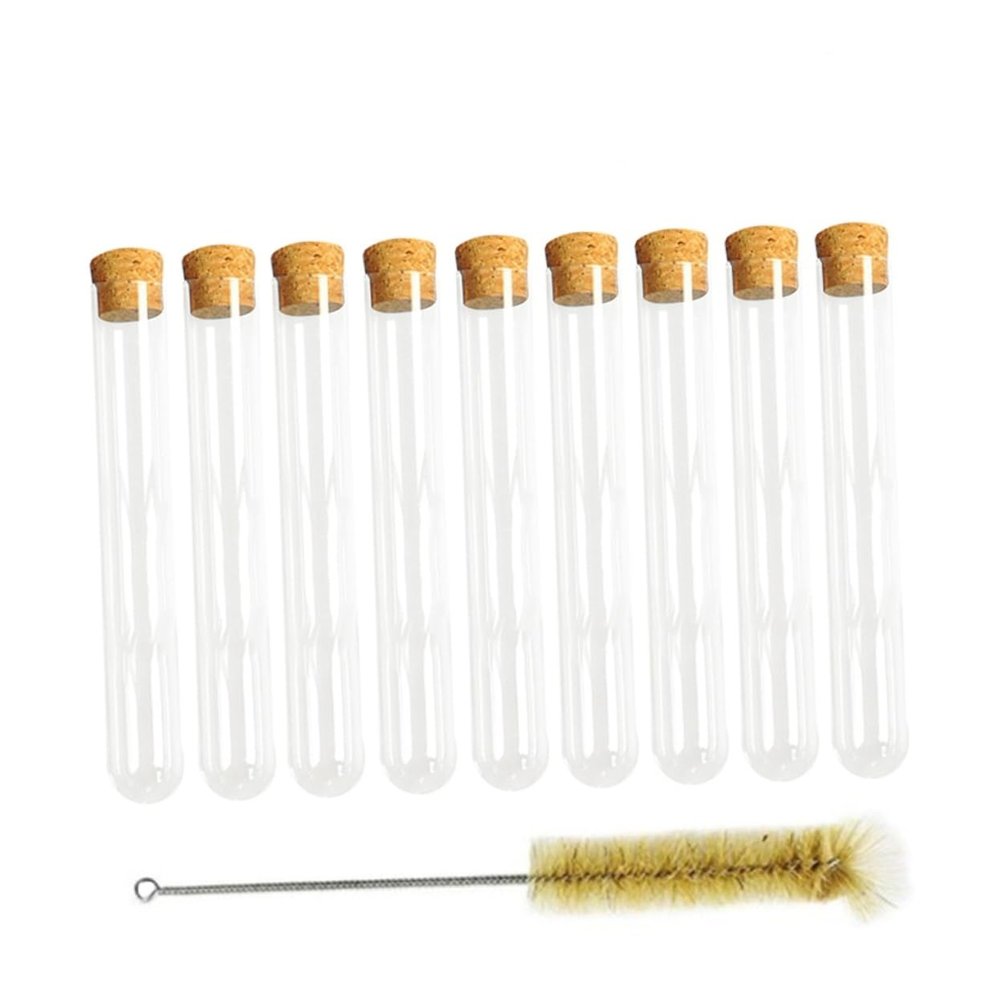 Gatuida 20-Piece Glass Test Tube Set with Cork Stoppers and Brush