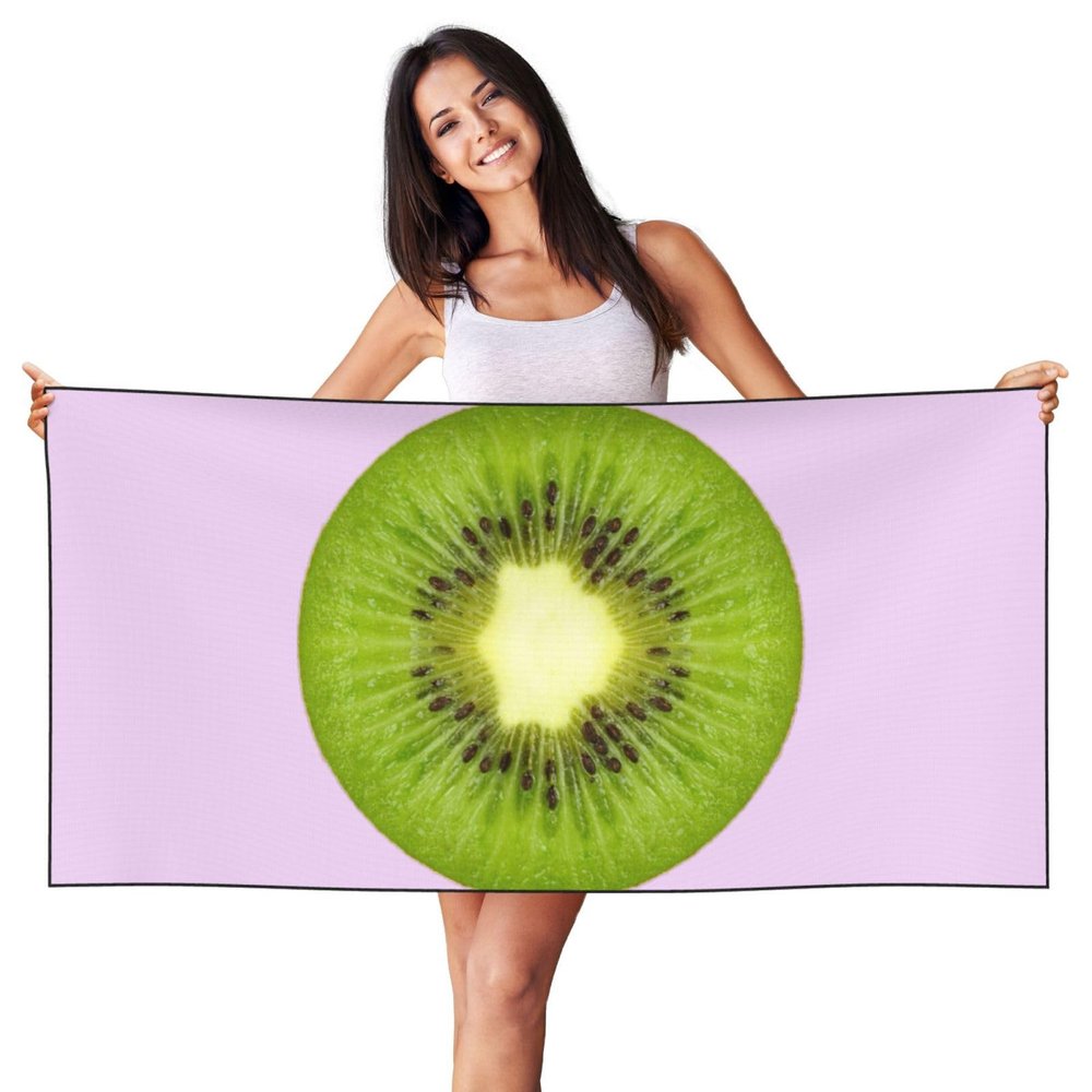 Kiwi Print Beach Towel, Oversized, Lightweight, Quick-Drying
