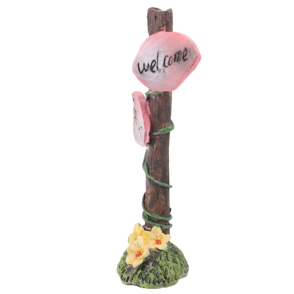 Yardwe Resin Flower Signpost Decoration for DIY Miniature Landscapes and Gardens