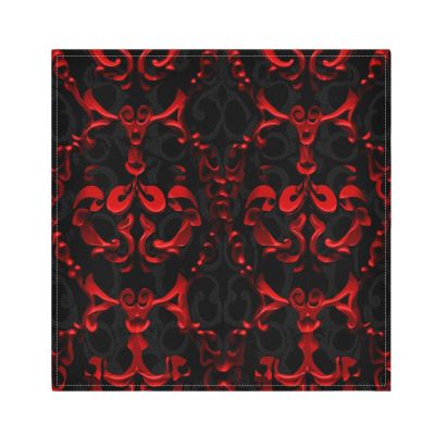 Black and Red Vintage Floral Gothic Dinner Napkins, Reusable Washable Fabric Napkins, 6-Pack