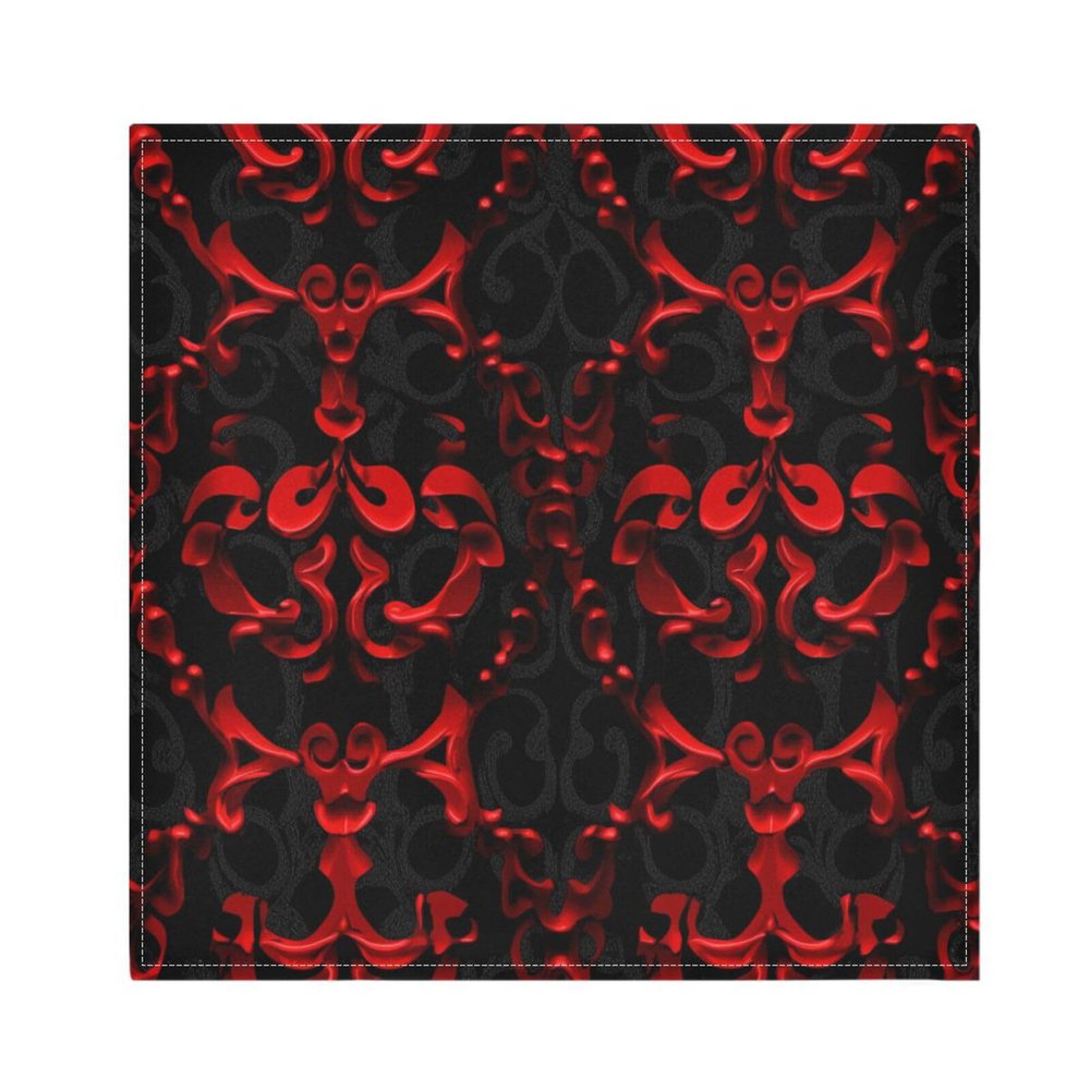 Black and Red Vintage Floral Gothic Dinner Napkins, Reusable Washable Fabric Napkins, 6-Pack
