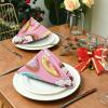Cute Cartoon Peach Stars Reusable Cloth Dinner Napkins, Set of 6, 50.8 x 50.8 cm view 3