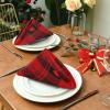 Happy Valentine's Day Buffalo Plaid Tartan Check Scotland Dinner Napkins, Washable Reusable Fabric Table Napkins view 3