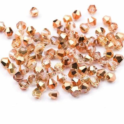 4 mm Rose Gold-Tone Crystal Bicone Beads, 120 Pieces