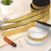 Sourcing Map Glitter Elastic Sewing Trim, 2 cm x 4.5 m, Metallic Gold with Black Edge view 4