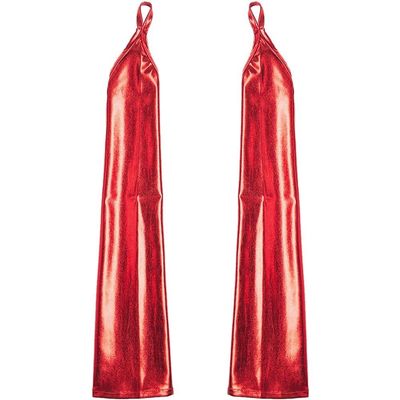 Lipfer 1 Pair Elbow-Length Fingerless PU Leather Gloves for Women