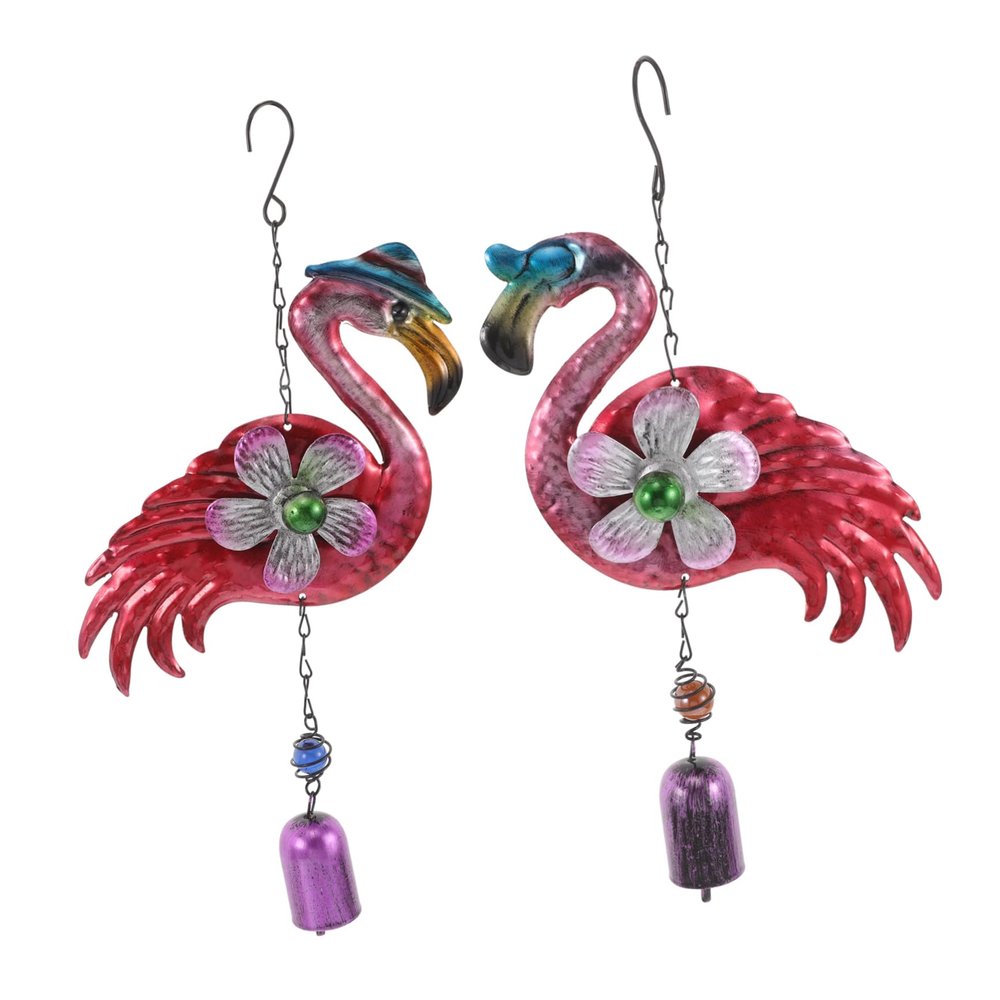 Flamingo Wind Chimes, Metal Hanging Decoration, 2 Pieces, Doorbell