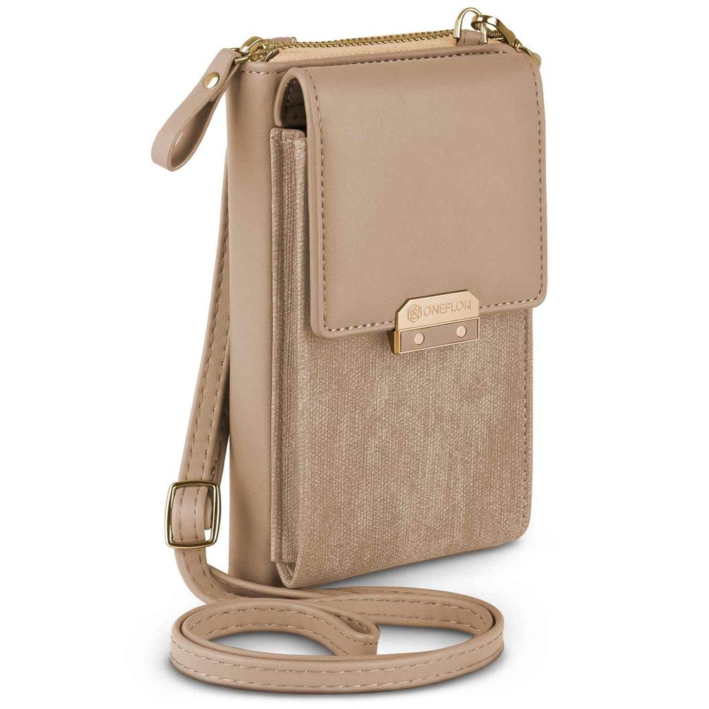 ONEFLOW Bliss Purse for Motorola Edge 40 Neo, Women's Crossbody Phone Bag with Wallet, Cream Beige