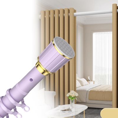 No-Drill Tension Shower Curtain Rod, 70–120 cm / 210–300 cm / 360–450 cm, Extendable, Purple, 410–490 cm