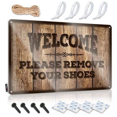 Welcome, Please Remove Your Shoes Tin Sign for Teen Boys, Garage or Man Cave, 30 x 40 cm