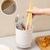 Round Kitchen Utensil Holder, Plastic, White view 3